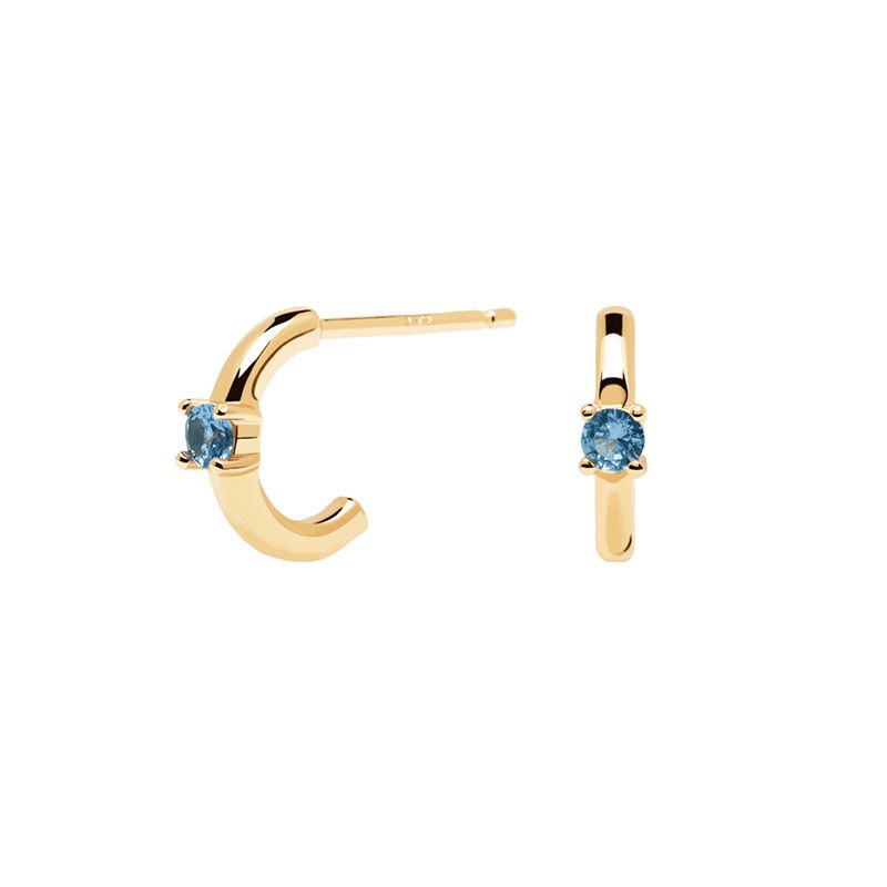 Orecchini coordinati in stile freddo semplice e squisito con zirconi multicolore a forma di C in argento_voghion.com