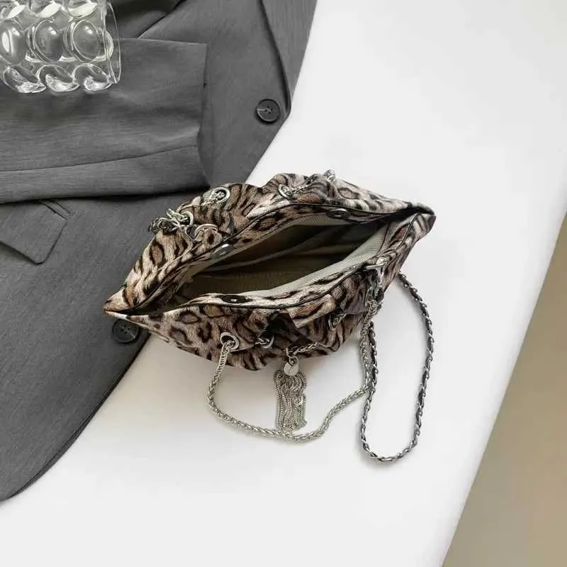 Borsa a tracolla a catena versatile per le donne, borsa a tracolla dal design speciale, borsa casual con motivo leopardato, borsa a mano elegante per ragazze_voghion.com