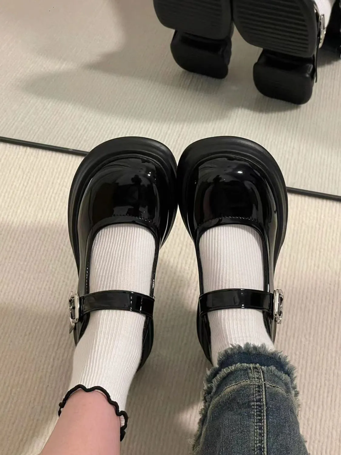 Mary Jane Schuhe Für Damen British Style Mit Dicker Sohle_voghion.com