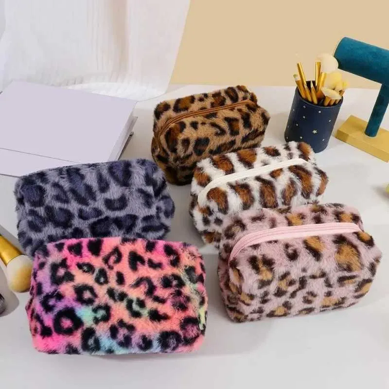 Leopardpels Blød Rejseorganisator Dame Makeuptaske Essentiel Håndtaske Y241023_voghion.com