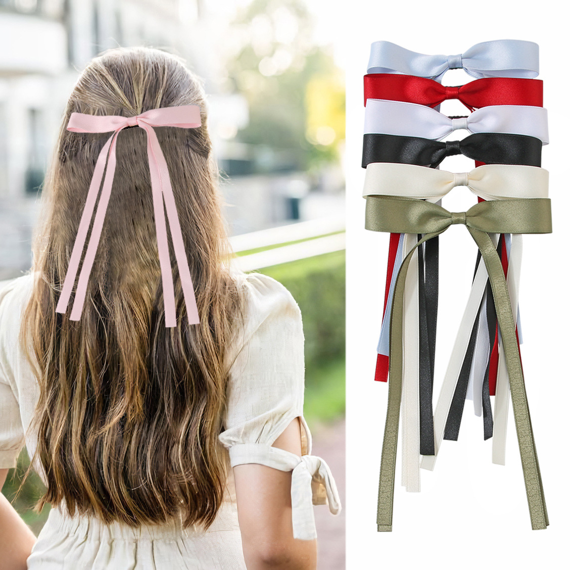 Guanyang transfrontalier doux polyester-coton ruban arc épingle à cheveux bec de canard pince épingle à cheveux coiffure cheveux accessoires en gros_voghion.com