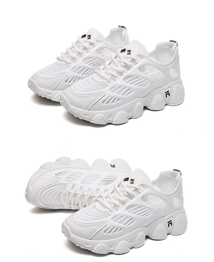 Thick Soled Mesh Sports For Women Breathable Thin Running Casual Dad Shs With Hollowed Out Design Fashionable Board_voghion.com