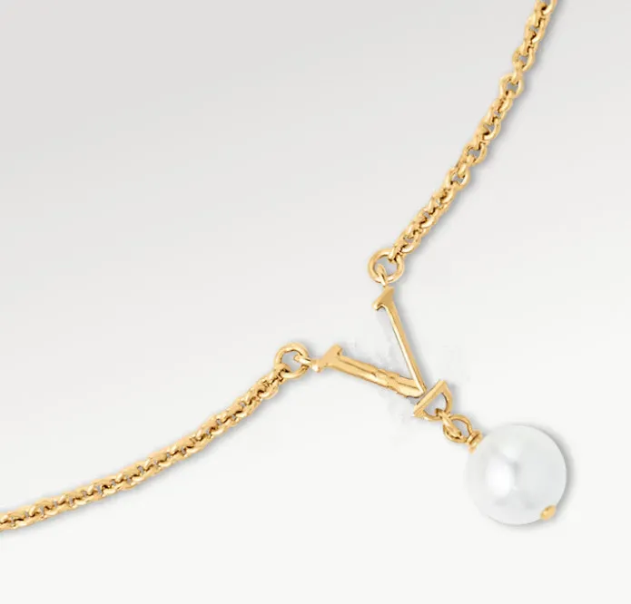 Mit Box Modedesigner Perle Titan Stahl vergoldet Brief Anhänger Halskette weiblicher Schmuck Hip Hop Kette Geburtstag_voghion.com