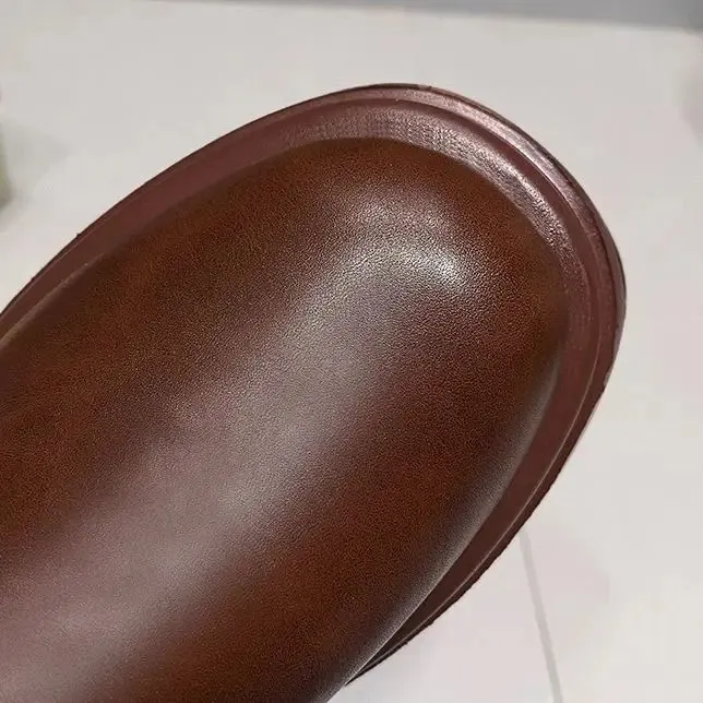 Knee High Platform Boots Women Retro Punk Style Leather Booties_voghion.com