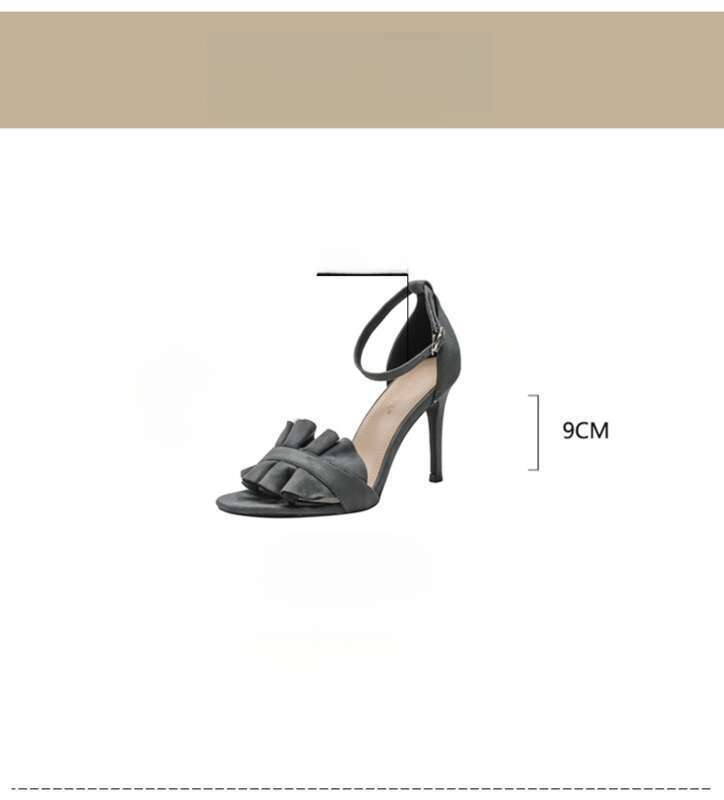 Heels 2025 Summer New Versatile Ruffle Velvet Sandals_voghion.com