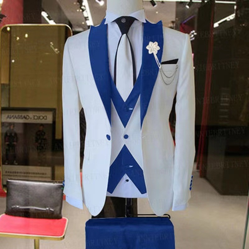 Ensemble de costume trois pièces décontracté d'affaires de grande taille pour le marié et le meilleur homme_voghion.com
