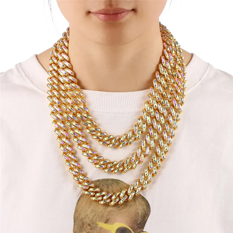 Iced Out Cuban Link Chain Necklace For Men Gold And Silver Colour_voghion.com