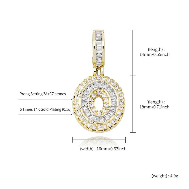 Gold Plated Iced Out CZ Square Cubic Zirconia Custom Sports Number Pendant Chain Necklace DIY Bling Diamond Hip Hop_voghion.com