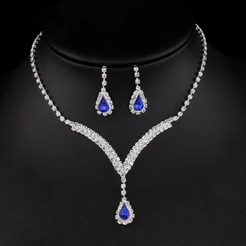Bride And Girls Jewelry Diamond Necklace Earrings Earrings Wedding Jewelry Set_voghion.com