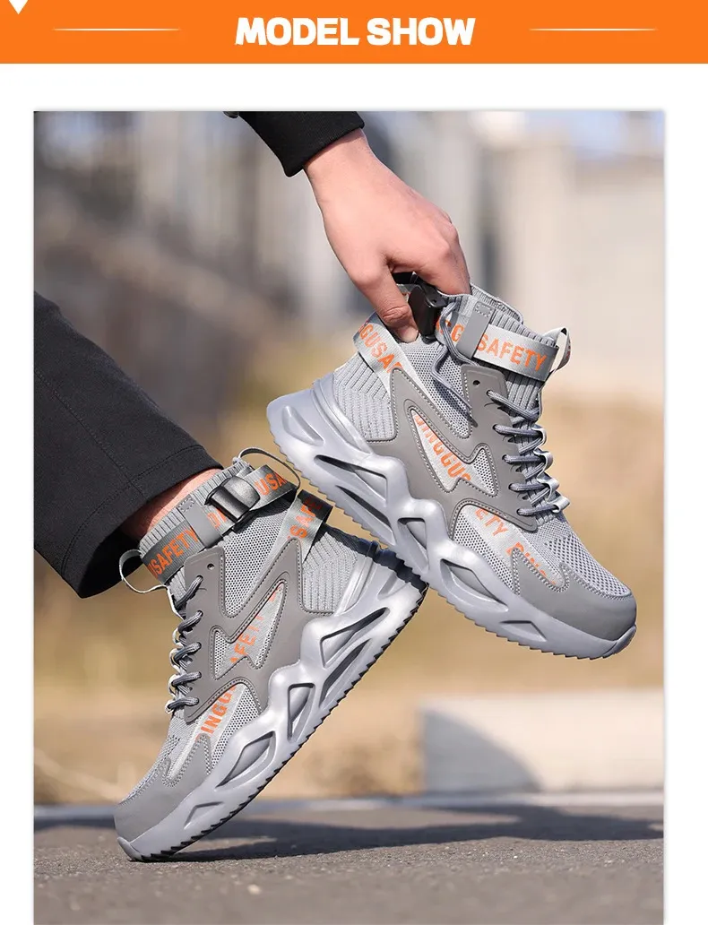 Men's Safety Boots Breathable Protective Work Footwear Steel Cap_voghion.com