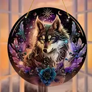 Moonlit Wolf Suncatcher - 8" Mystical Acrylic Art. Enchanted Decor For Living Room Or Fairy Garden Retreat._voghion.com