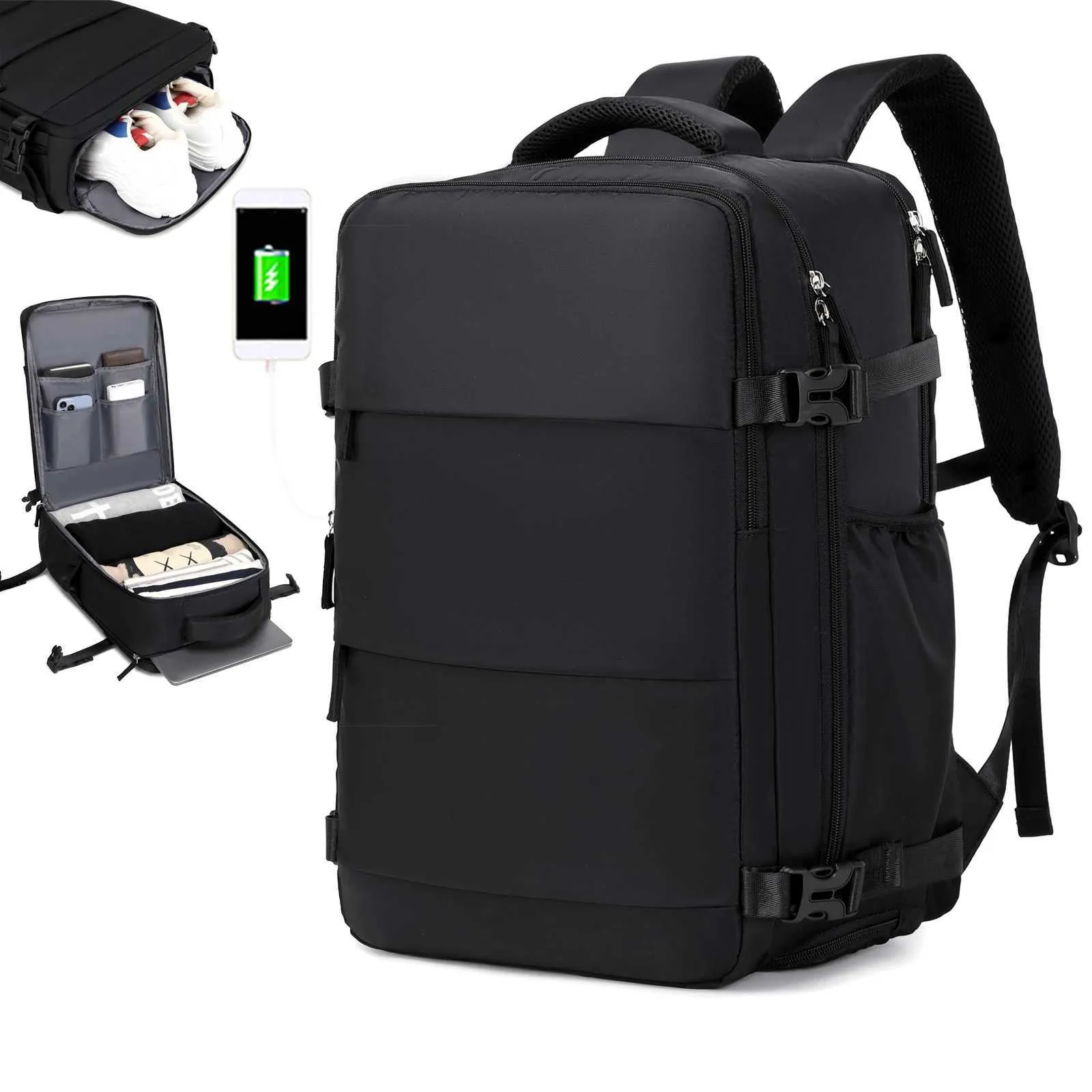 Reiserucksack für 15,6-Zoll-Laptops, geeignet für Männer und Frauen, mit wasserdichtem Schuhfach, Rucksack C241107_voghion.com