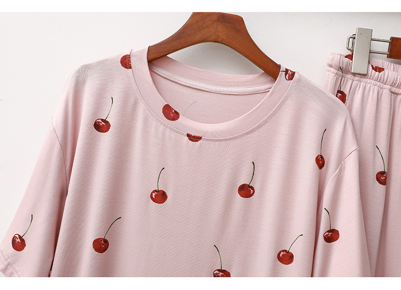 Completo pigiama donna in modal a maniche corte con ciliegie_voghion.com