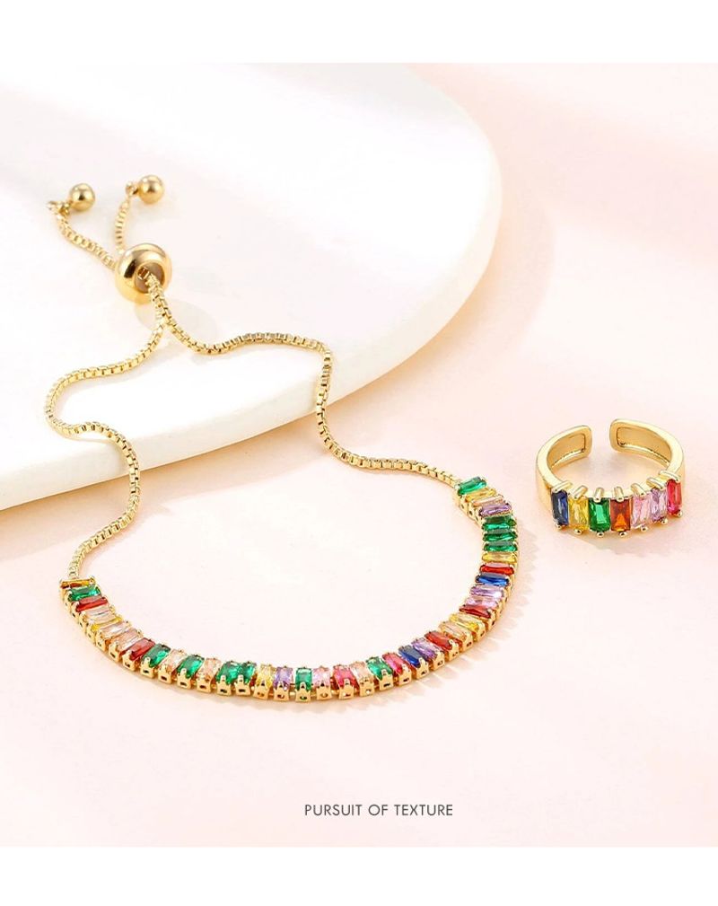 Fashion New Style Women's High End Temperament Adjustable Zircon Bracelet Ring Set_voghion.com