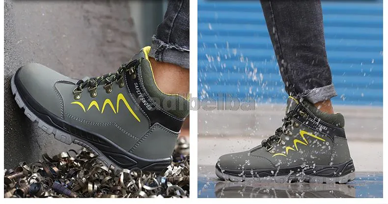 Für Sicherheit Wasserdichte Sicherheit Knöchel Schuhe Anti-smashing Stahl Kappe Kappe Winter Männer Bau Arbeit Stiefel a60c_voghion.com
