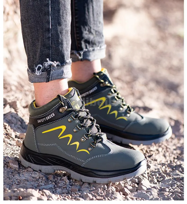 Für Sicherheit Wasserdichte Sicherheit Knöchel Schuhe Anti-smashing Stahl Kappe Kappe Winter Männer Bau Arbeit Stiefel a60c_voghion.com