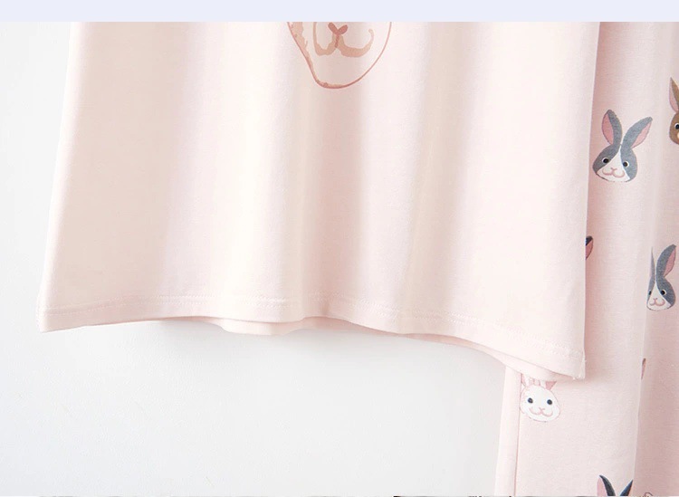 Nachtwäsche für Damen Pyjama für Damen, kurzärmelige Hose mit Cartoon-Katze und Kaninchen-Motiv, Heimanzug_voghion.com