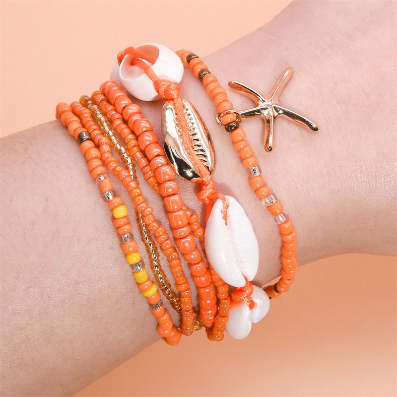 Hot Selg Sommer Dopamin Böhmisches Ozean-Strand-Seestern-Muschel-Reis-Perlen-Mehrschicht-Armband_voghion.com