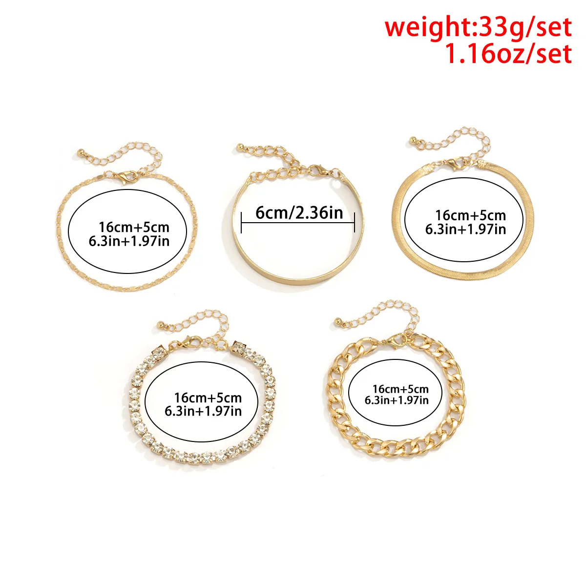 Multilayer Rhinestone Bracelet Set For Women Adjustable Crystal Charm_voghion.com