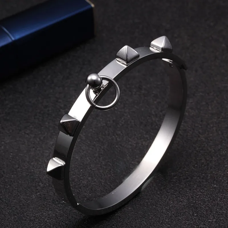 Bangle Simple Rivet Bracelet For Women Ladies Elegant Exquisite Gold Color Stainless Steel Men Jewelry Pulseras Mujer_voghion.com