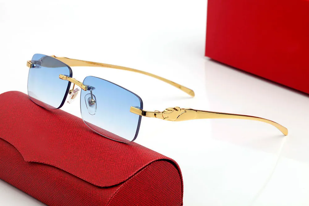 Dizajnerske sunčane naočale s leopard glavom, kvadratne, gradijentne leće, muške i ženske modne naočale, zlatni sier metalni okvir, bez okvira_voghion.com
