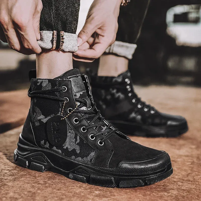 Herren Wanderschuhe Atmungsaktiv Camouflage Freizeit Stiefel_voghion.com