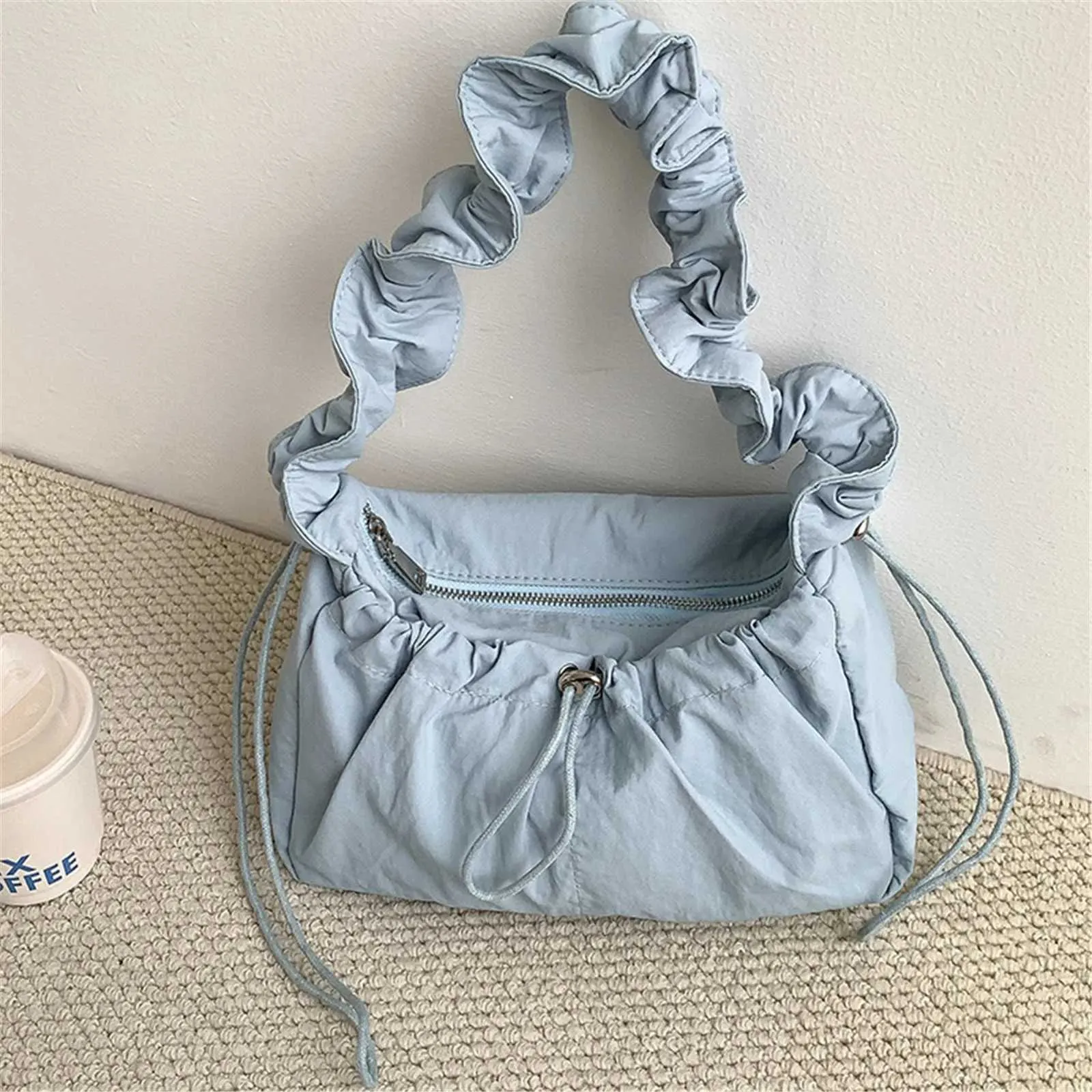 Vintage Wrinkled Shoe for Wen Simple Versatile Cmuting Fi Brand Designer High Quality Drstring Underarm Bag Y241026_voghion.com