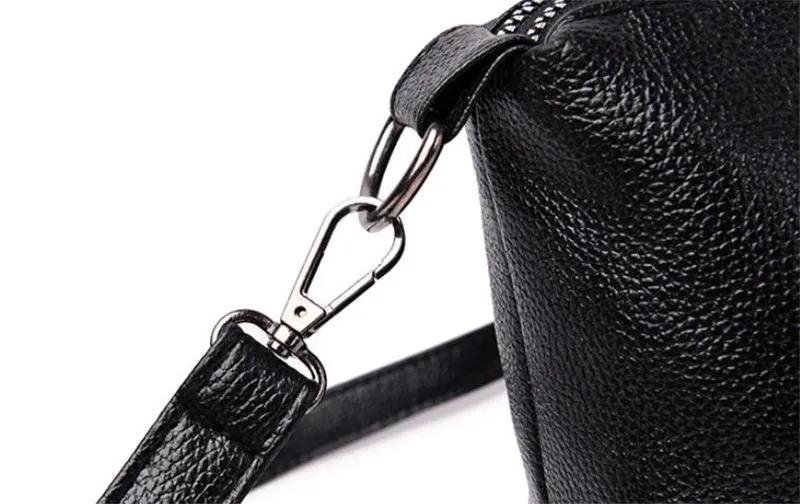 Borsa a tracolla da donna in morbida pelle PU con doppia tasca Yogodlns, con due tracolle, nera_voghion.com