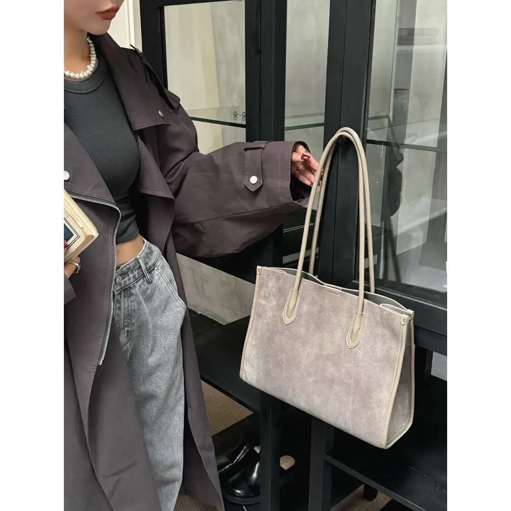 Einfache Maillard Stil Wein Rot Farbe Große Kapazität Lange Griff Tote Matte Wildleder Leder Frauen Handtasche Pendler Schulter_voghion.com