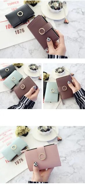 Neu Kurze Frauen Geldbörsen Mode Einfache Nette Kleine Weibliche Brieftaschen PU Leder Karte_voghion.com