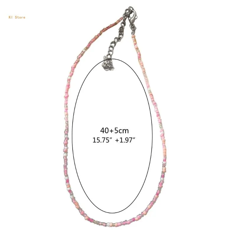 Colar de contas coloridas estilo boho joia com corrente_voghion.com