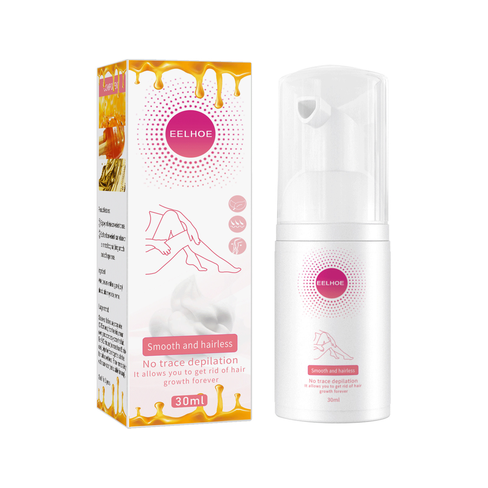 EELHOE honningmousse fjerning spray armhule ben hår fuktighetsgivende skum mild hudvennlig og ikke irriterende_voghion.com