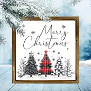 20x20 cm rustik träskylt med texten "God Jul" - julgransdekoration för vardagsrum/sovrum, lätt och polerad, juldekoration_voghion.com