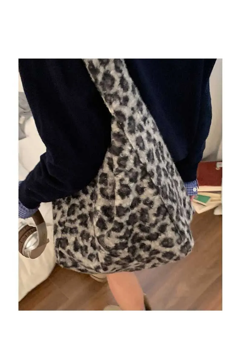 Dames schoudertas tweed retro luipaardprint herfst winter_voghion.com