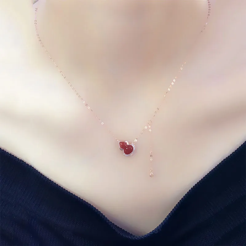 Catene Classiche 585 Viola Oro Intarsio Rubino Zucca Collana Per Le Donne Placcato 14k Rosa Pendente Vintage Stile Cinese Gioielli_voghion.com