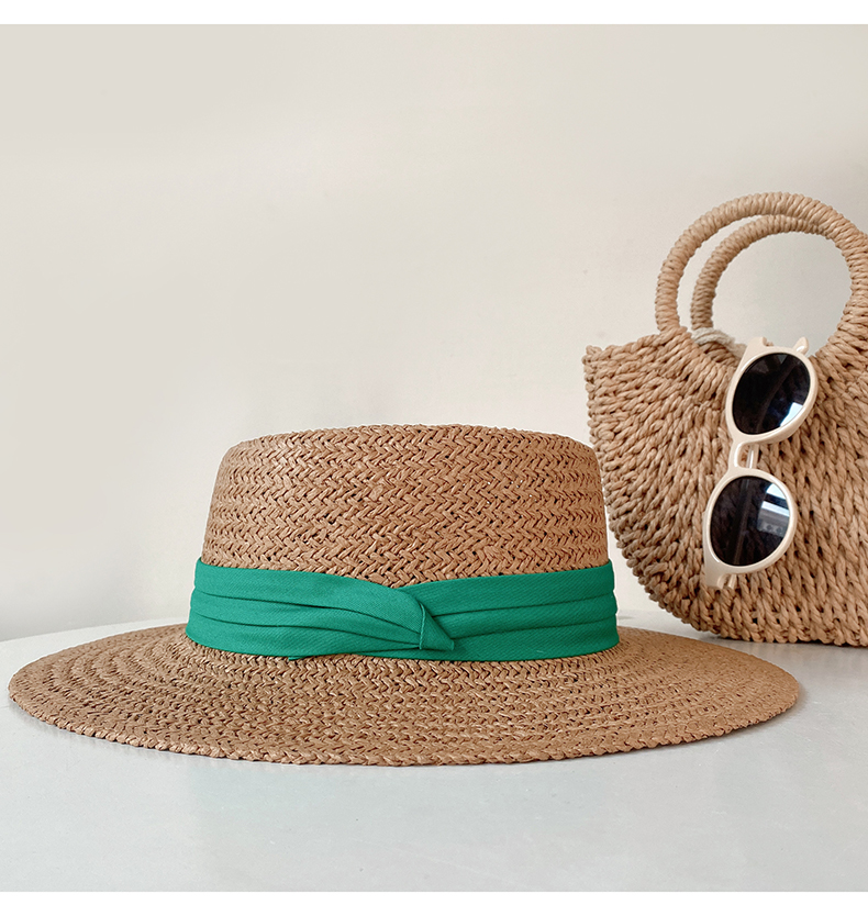 Lafite da donna, cappello da pescatore estivo con protezione solare flat top, foto da spiaggia, cappello in paglia intrecciata_voghion.com