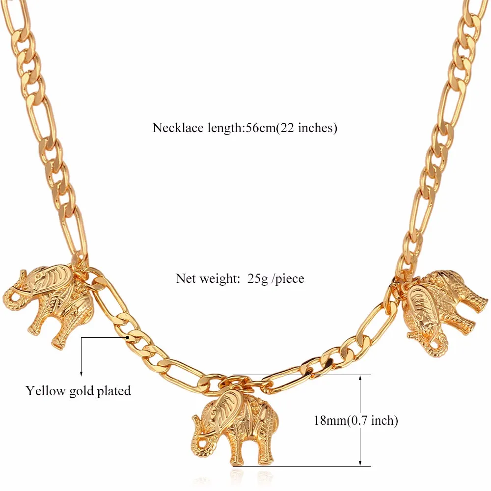 Collier tendance en forme d'éléphant pour femme, bijou tendance, chaîne Figaro, couleur or, breloque, N114_voghion.com