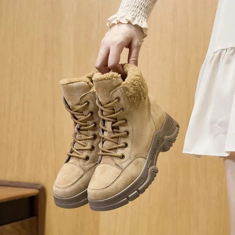 AIYUQI Sne Vintersko Skridsikre Flade Stor Størrelse Ægte Læder Dame Ankelstøvler 240719_voghion.com