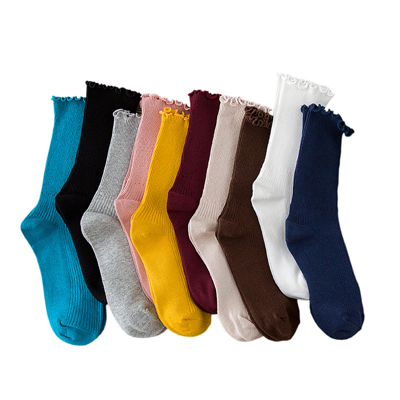 Ankle Socks Japanese Style Tea-coloured With Ruffled Edges_voghion.com