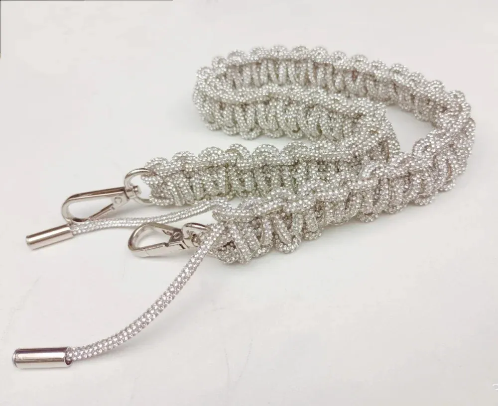 Dicke Rhie-Kristallkettentasche für Damentaschen, handgefertigt, mit gewebtem Dia, Handtaschen mit Schultergurt, Zubehör 240725_voghion.com