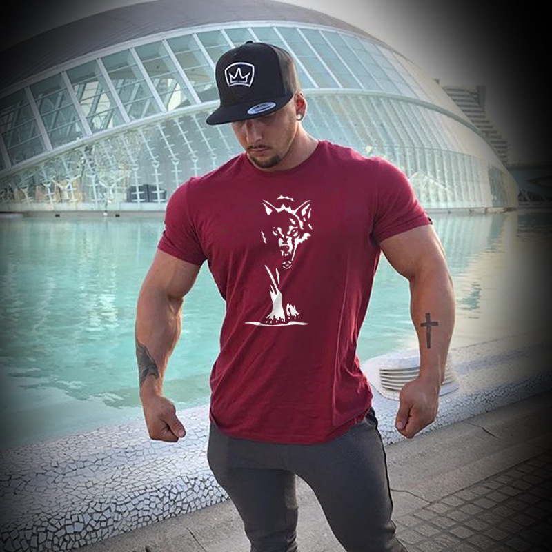 Maglietta da uomo per bodybuilding e fitness, in cotone, a maniche corte, traspirante, casual._voghion.com