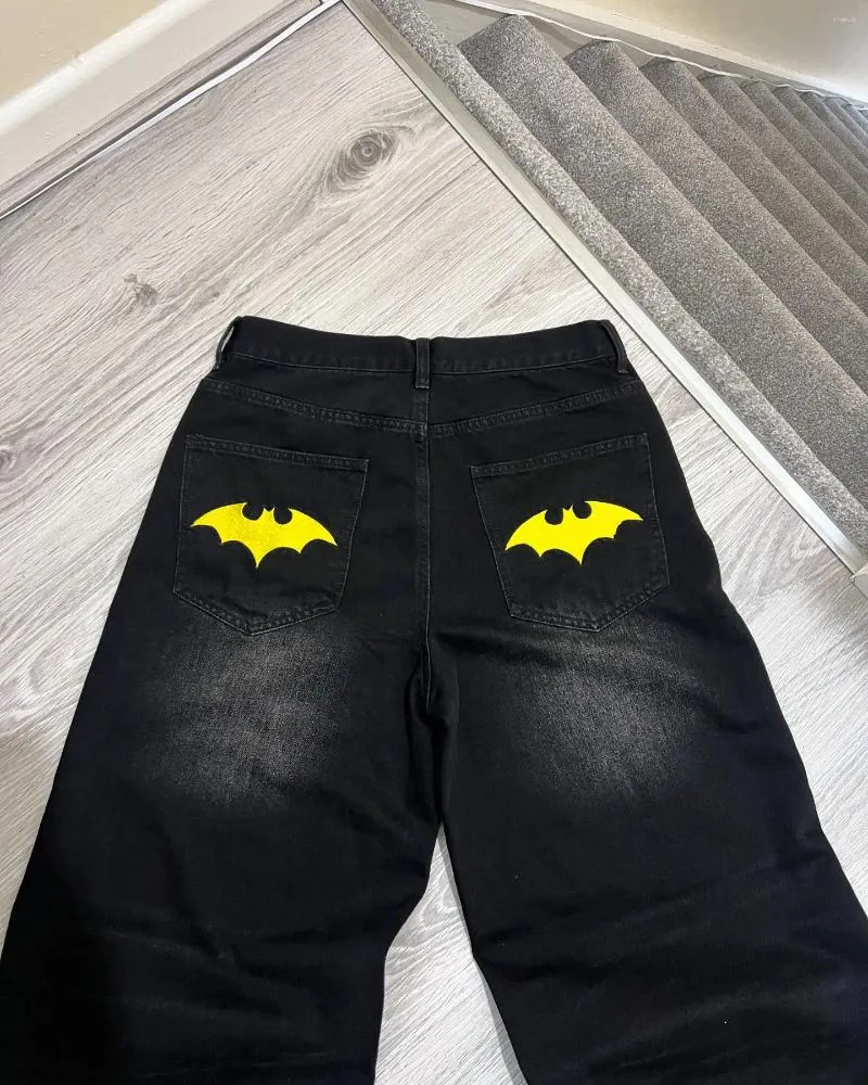 Men's Jeans Y2K Bat Animal Embroidery Baggy Vintage Men Black Washed Hip Hop Goth Denim Pants Fashion Women Straight_voghion.com