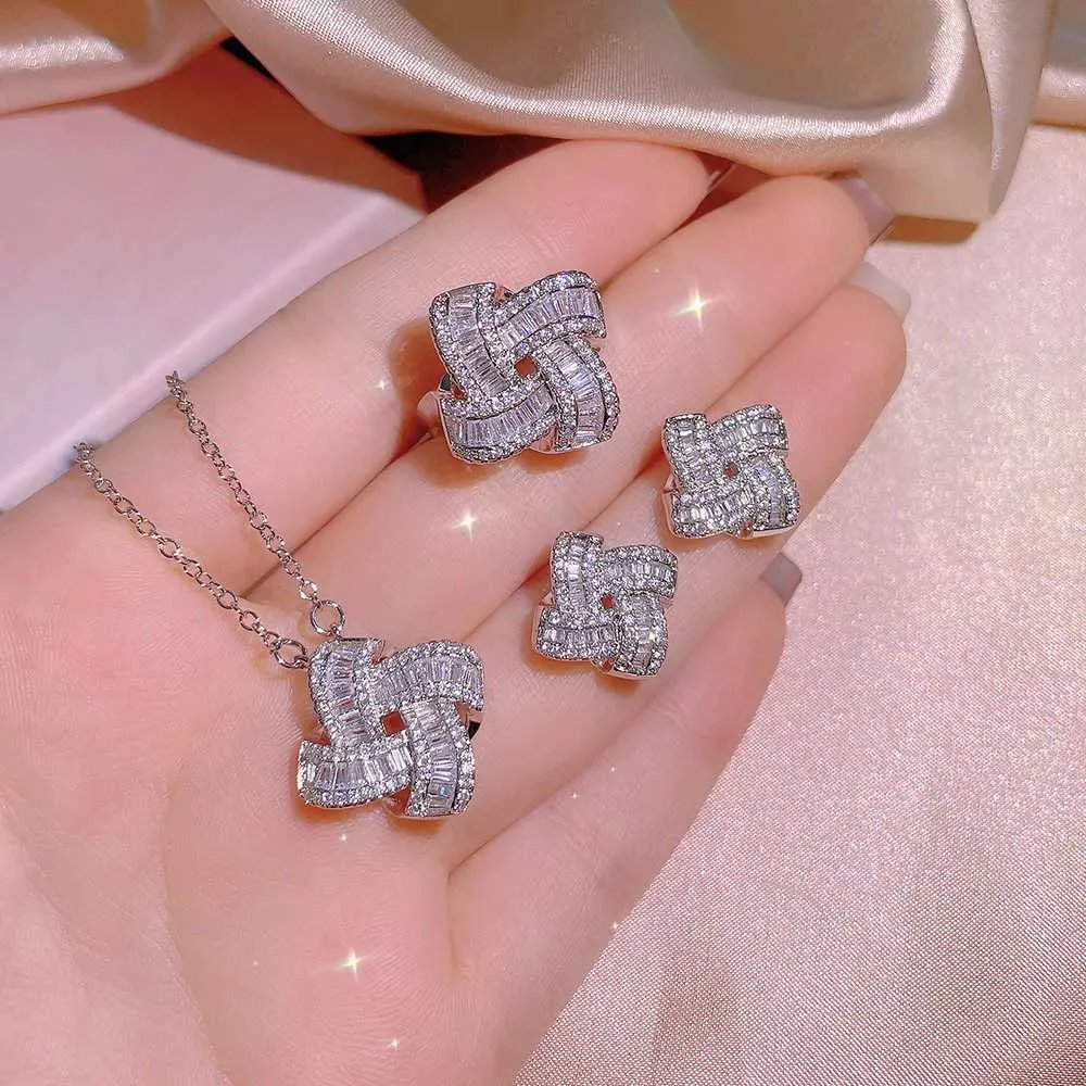 Hochzeitsschmuck-Sets 3-teilig Sterling Silber Herzschliff Zirkon Verlobungsring Ohrringe Anhänger Damen Party Geburtstagsgeschenk_voghion.com