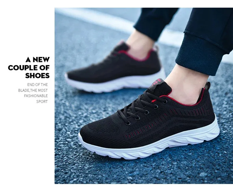 Zapatillas de deporte de punto con cordones para hombre y mujer, informales, atléticas, para correr, caminar, gimnasio, deportes al aire libre, transpirables_voghion.com