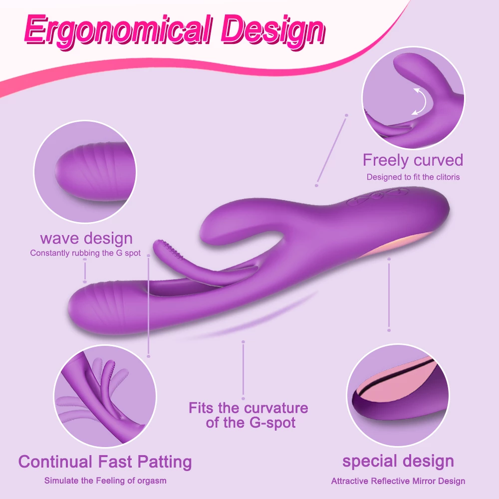 XBONP Rabbit Tapping Vibrators Vibrator Wand Silicone Rose Toy G Spot Vibrator 21 Vibrating Modes Sex Toy For Women_voghion.com