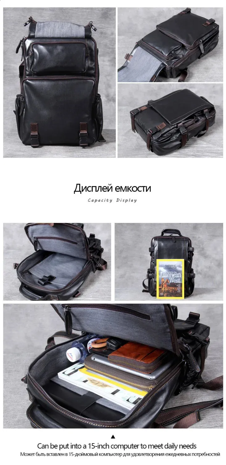 GAGACIA Zaino da uomo autentico fatto a mano in morbida pelle, borsa da viaggio per alpinismo, zaino in pelle bovina di alta qualità per laptop da 15 pollici_voghion.com