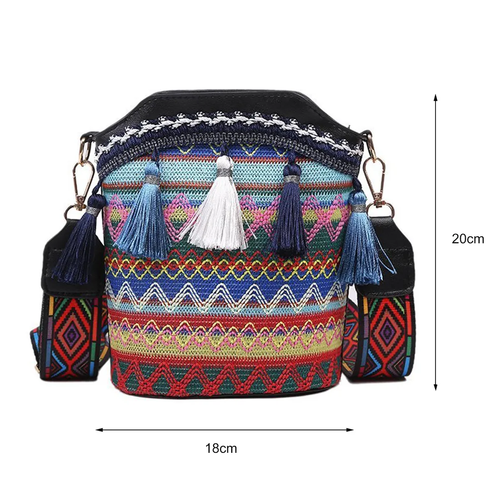 Borsa a tracolla vintage nazionale da donna, con nappa, etnica, intrecciata a mano, hippie, piccola borsa a tracolla_voghion.com