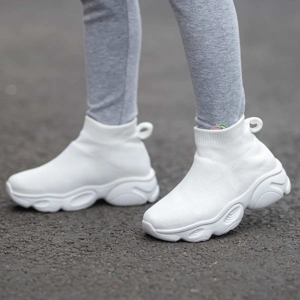 Baskets montantes en tricot pour enfants, chaussures de sport décontractées pour garçons et filles, chaussures de tennis_voghion.com