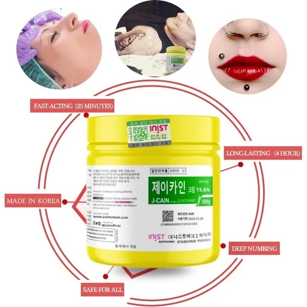15,6 % J-Cain Tattoo Artist Schmerzlose Augenbrauen-Profi-Creme Gesichts-Mikronadel 500 g_voghion.com