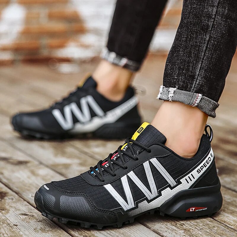 Men Hiking Sneakers Climbing Lace Up Trekking Outdoor Mountain Bike Flat Sport Cycling Shoes Breathable_voghion.com